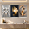 Golden Geometry II with silver frame
