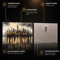 Golden Manhattan Reflections — tempered glass, ultra HD print, ready to hang