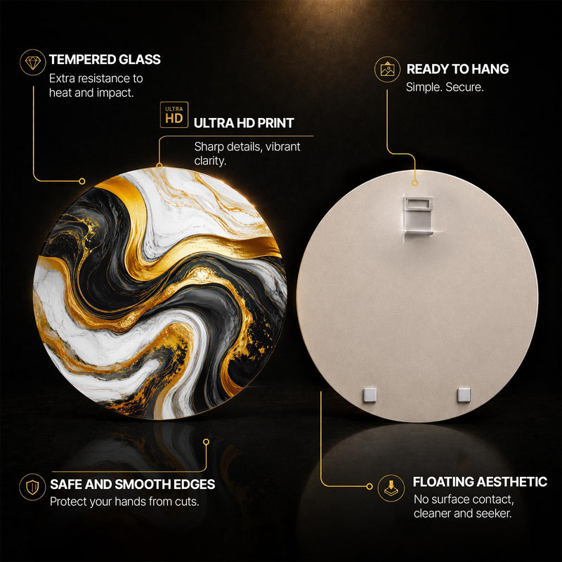 Gilded Marble Flow — tempered glass, ultra HD print, ready to hang