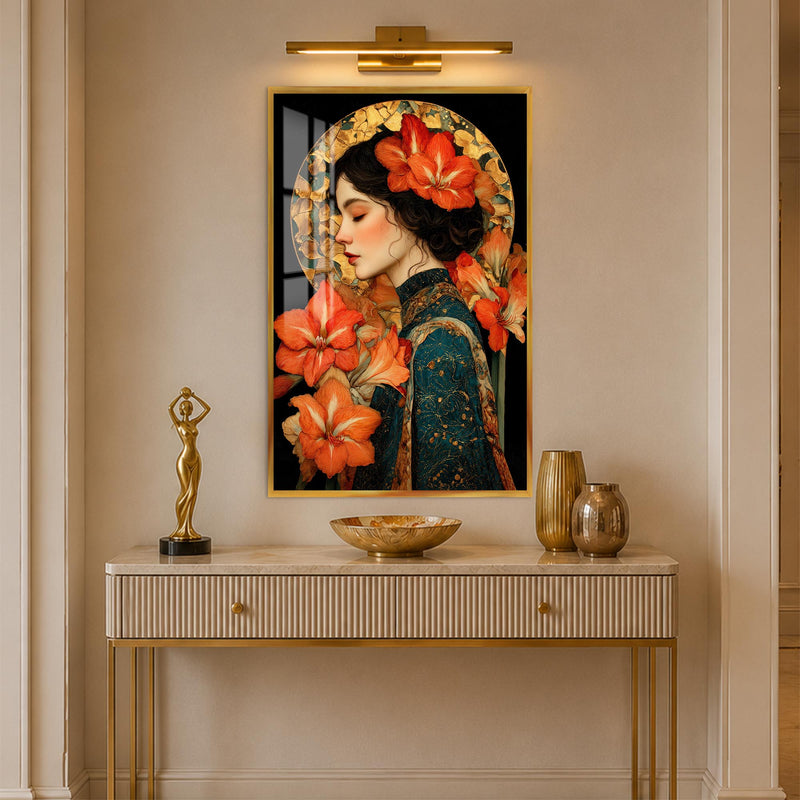 Gilded Amaryllis Muse with gold frame
