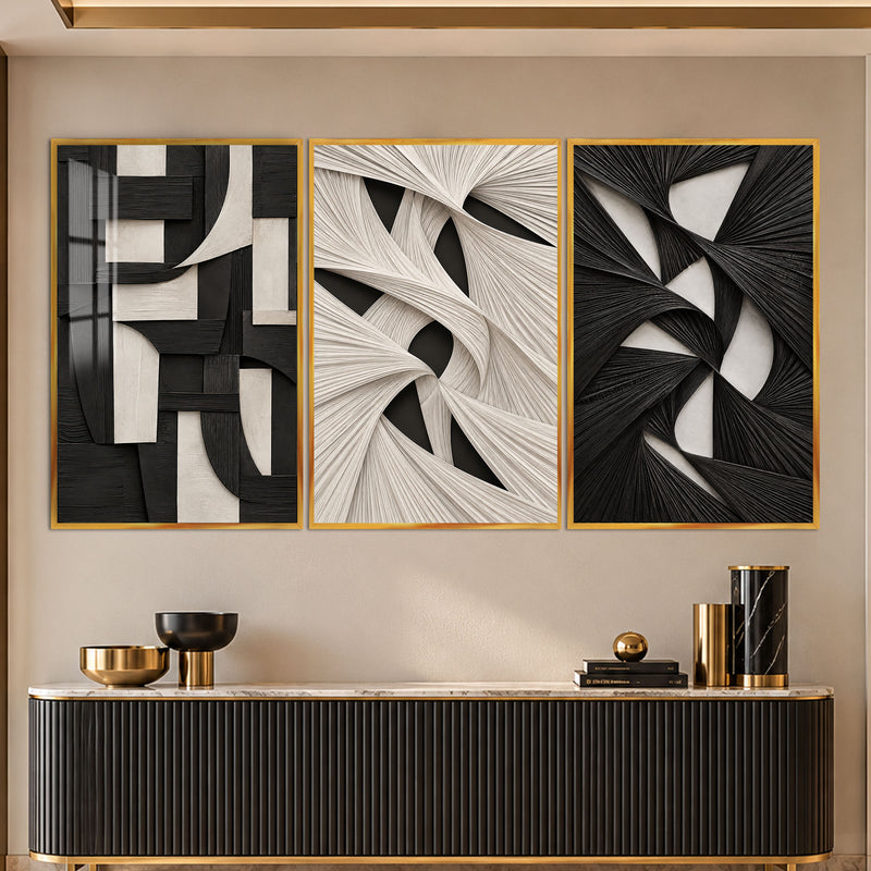 Monochrome Abstract with gold frame