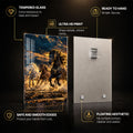 Golden Sunset Horses — tempered glass, ultra HD print, ready to hang