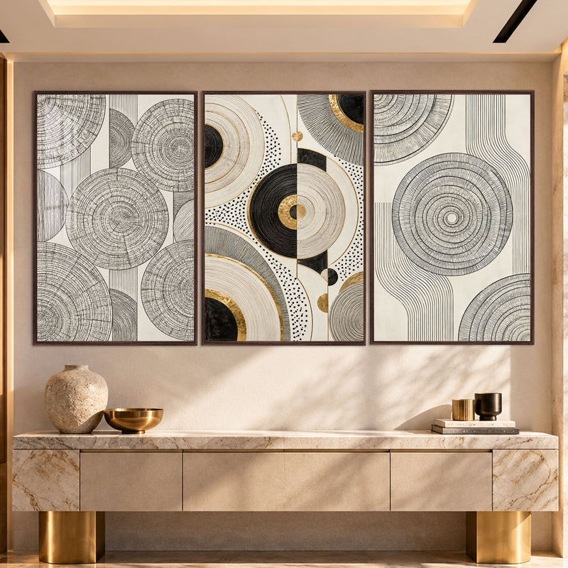 Golden Circle with walnut frame