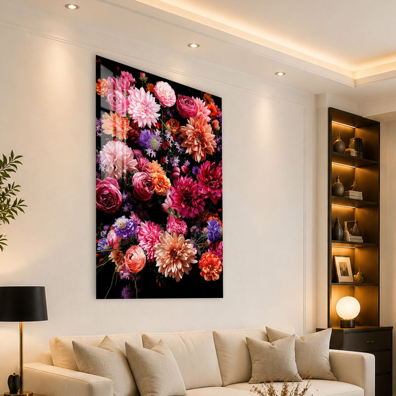 Artronauts Glass Print Midnight Dahlia Garden Glass Wall Art