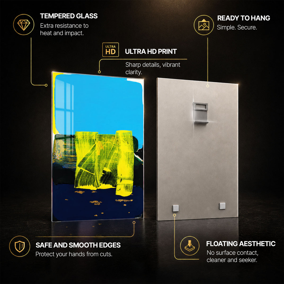 Electric Horizon — tempered glass, ultra HD print, ready to hang