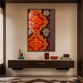 Artronauts Glass Print 12x18 cm | 4.7"x7.1" / Walnut Turquoise Kilim Pattern Glass Wall Art