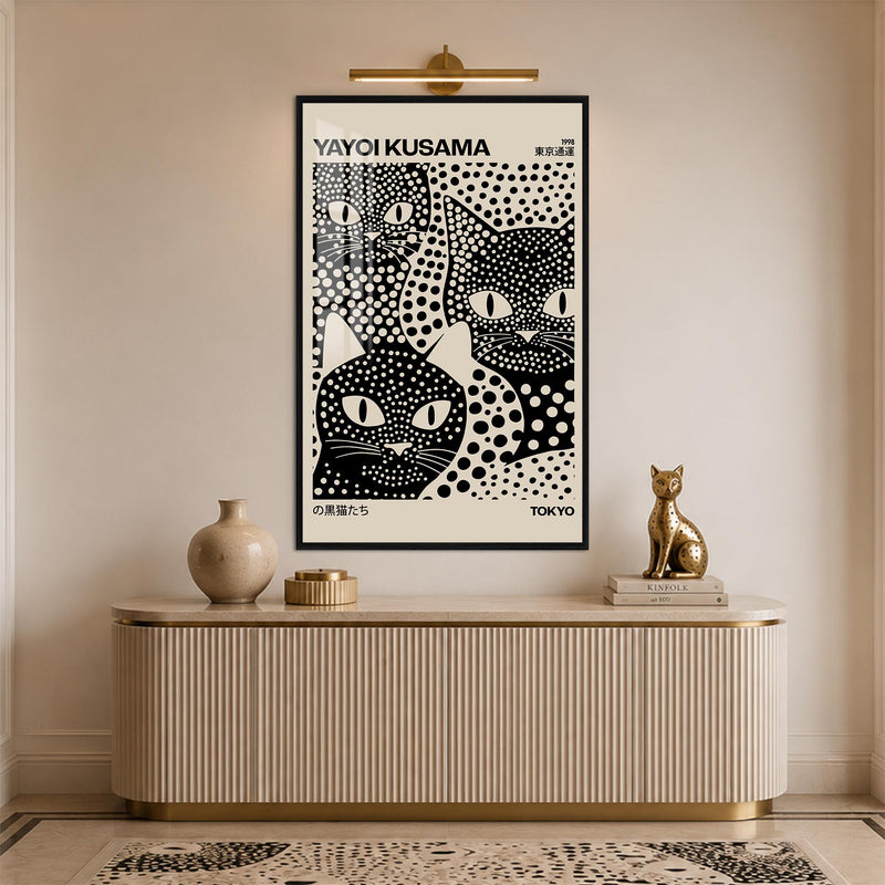 Tokyo Polka Dot Cats with black frame