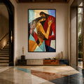 Artronauts Glass Print 12x18 cm | 4.7"x7.1" / Black Geometric Embrace Glass Wall Art