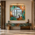 Verdigris Copper with gold frame