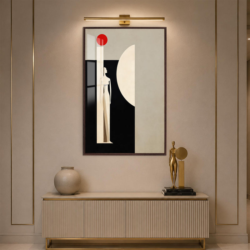 Figure Before The Moon with walnut frame