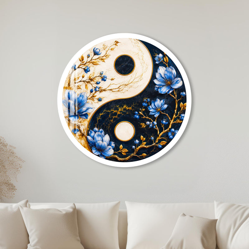 Floral Yin Yang with white frame