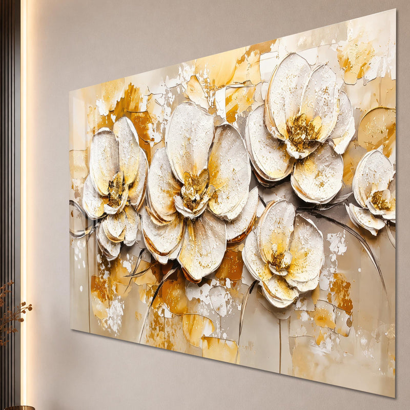 Artronauts Glass Print Golden Bloom Textures Glass Wall Art