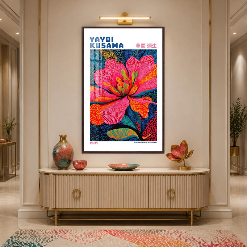 Kusama Floral Reverie with walnut frame