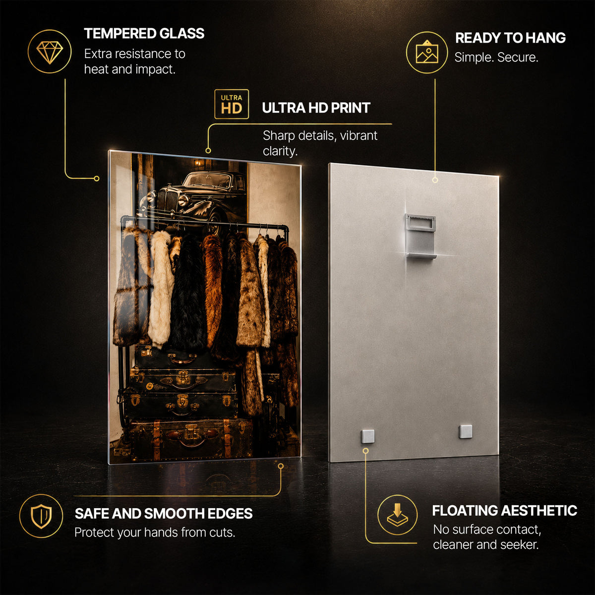 Leopard Luxury — tempered glass, ultra HD print, ready to hang