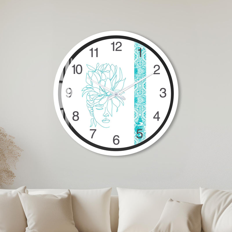 Turquoise Floral Muse with white frame