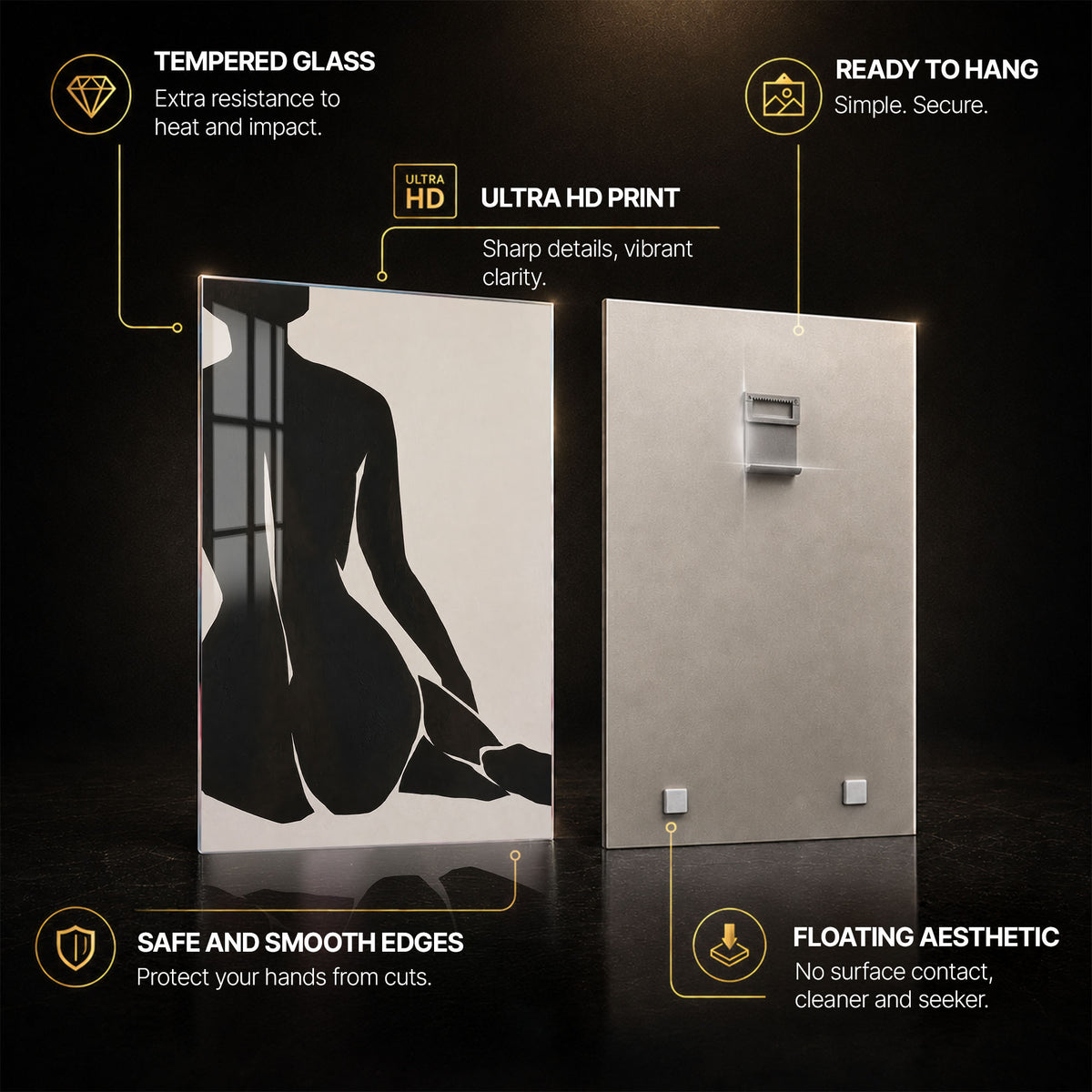Quiet Silhouette — tempered glass, ultra HD print, ready to hang
