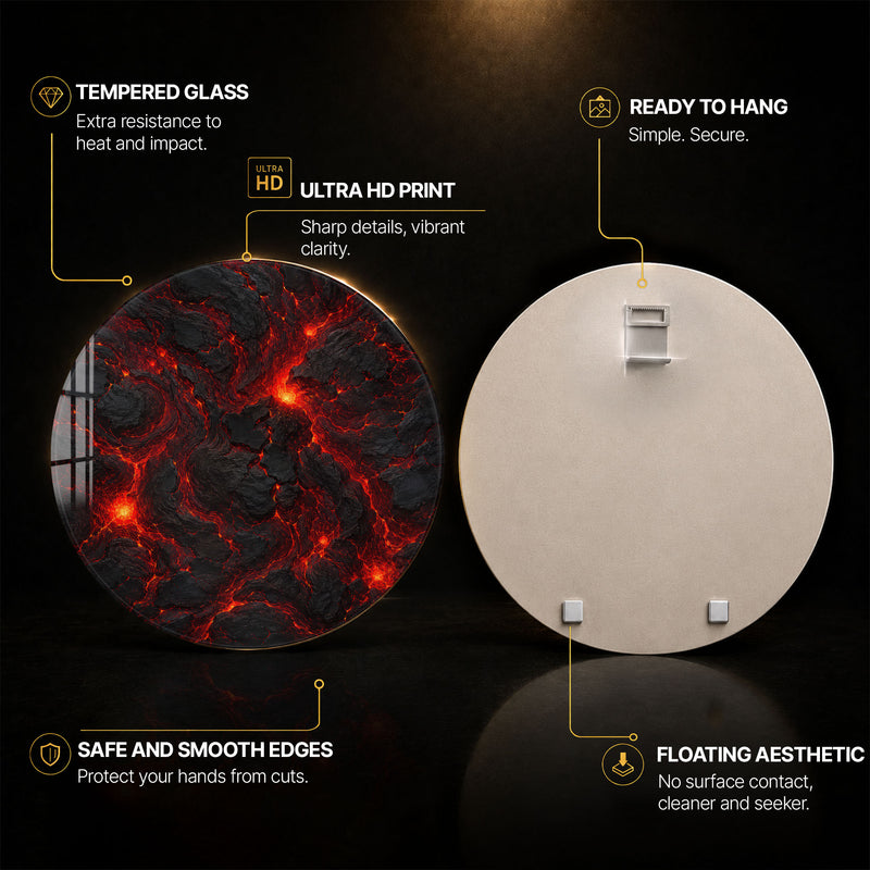 Molten Lava Flow — tempered glass, ultra HD print, ready to hang