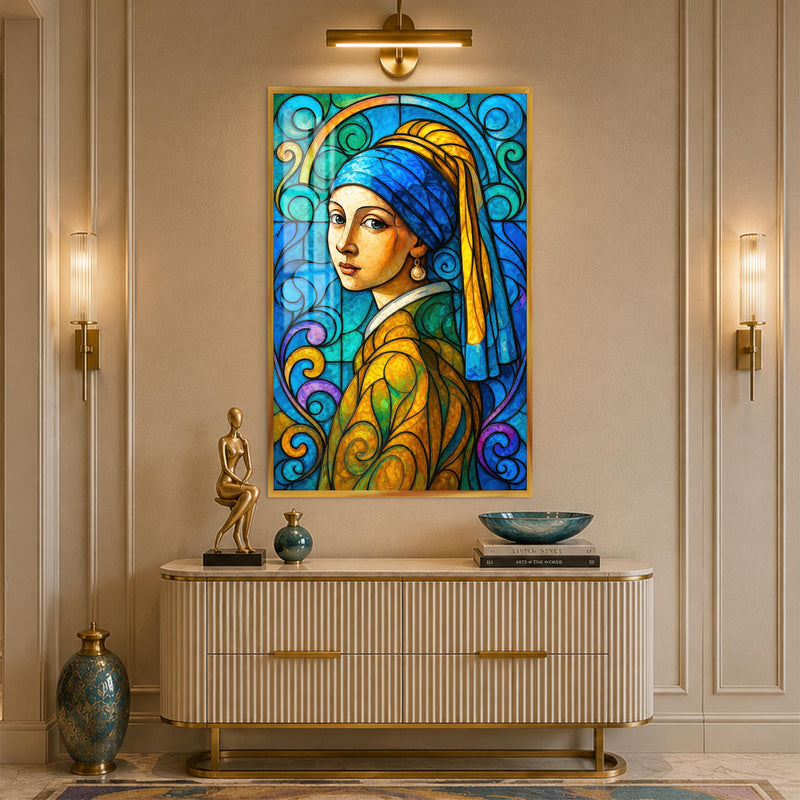 Sapphire Pearl Muse with gold frame