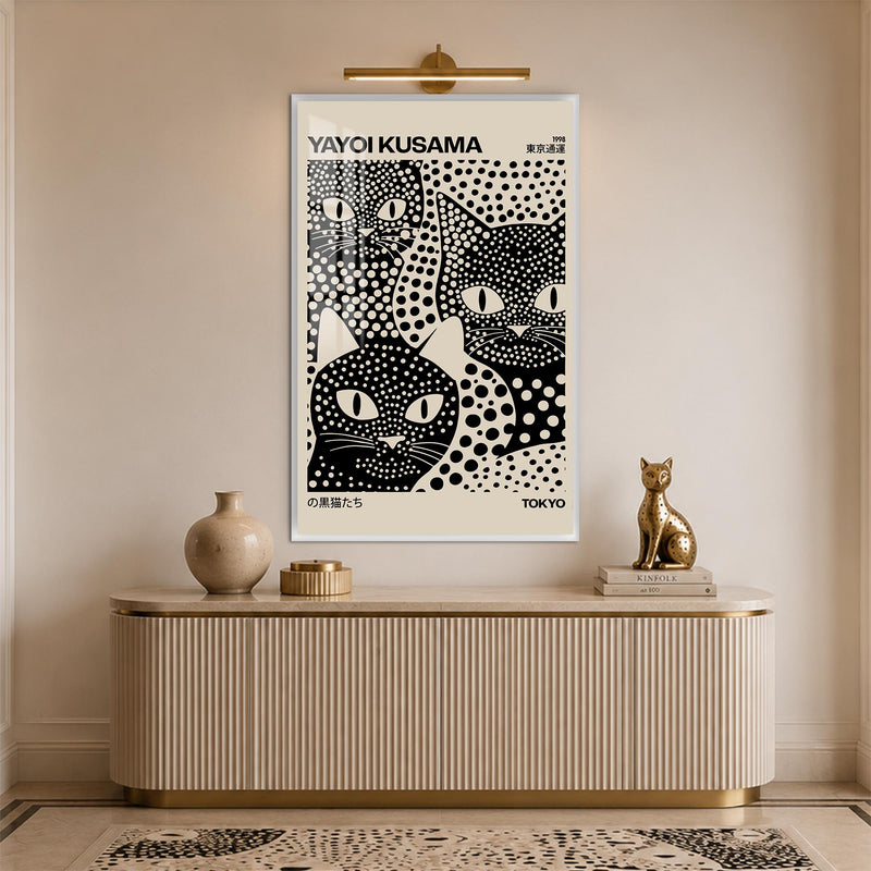 Tokyo Polka Dot Cats with white frame