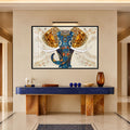 Mosaic Elephant Portrait with black frame