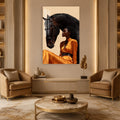 Woman Beside Black Horse lifestyle view