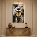 Golden Geometric Flower with silver frame