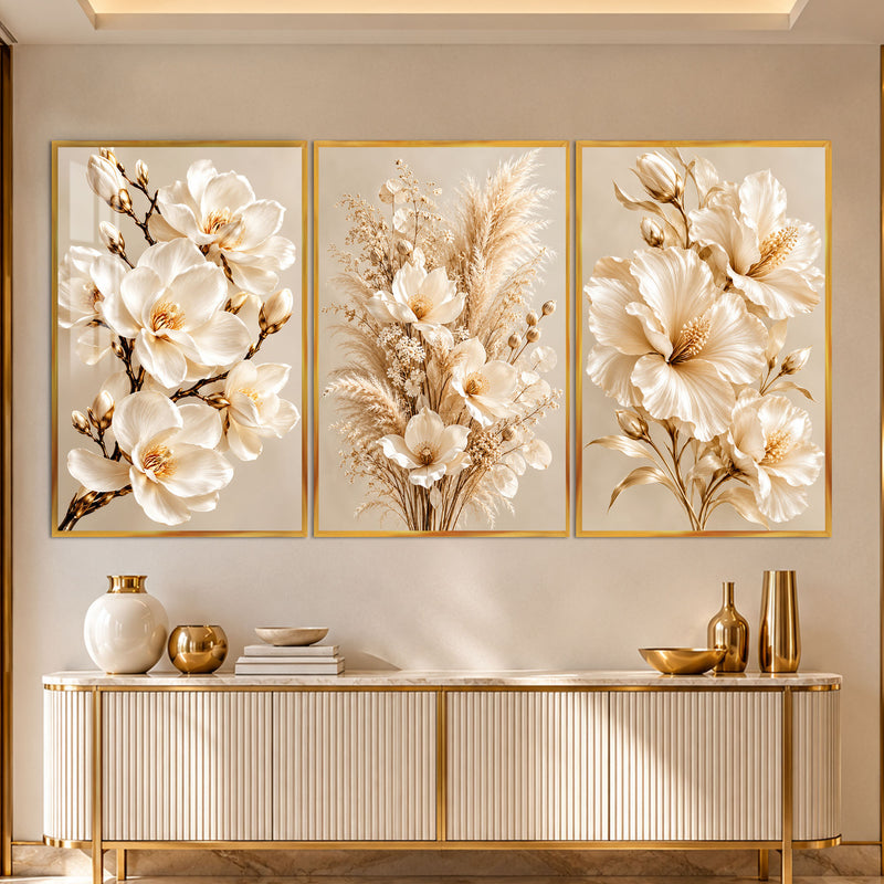Ivory Blossom with gold frame