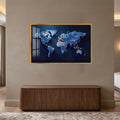 Midnight World Map with gold frame