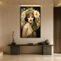 Gilded Floral Muse with walnut frame
