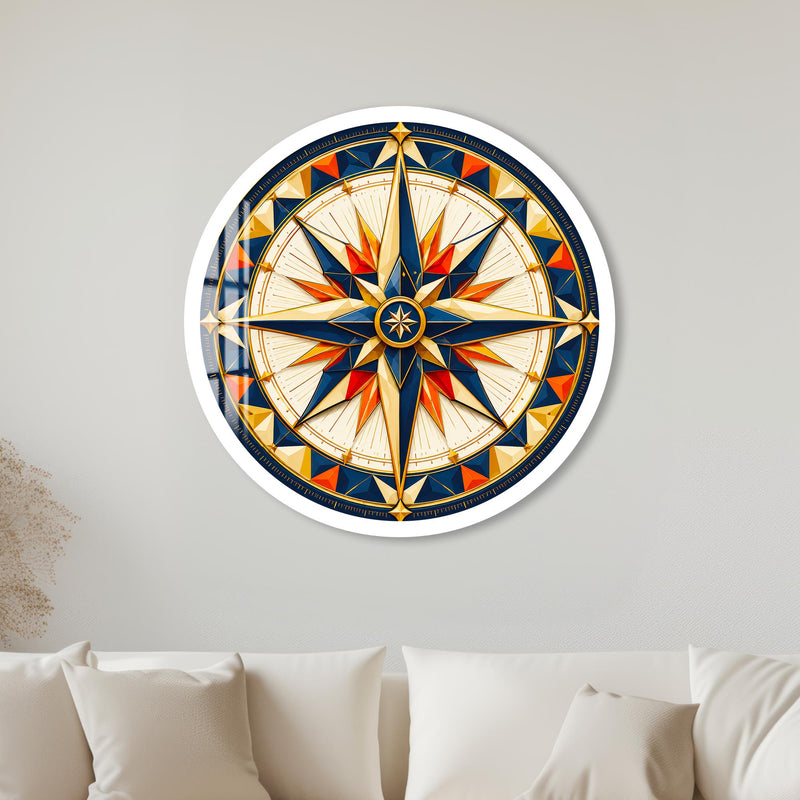 Jeweled Compass Rose with white frame
