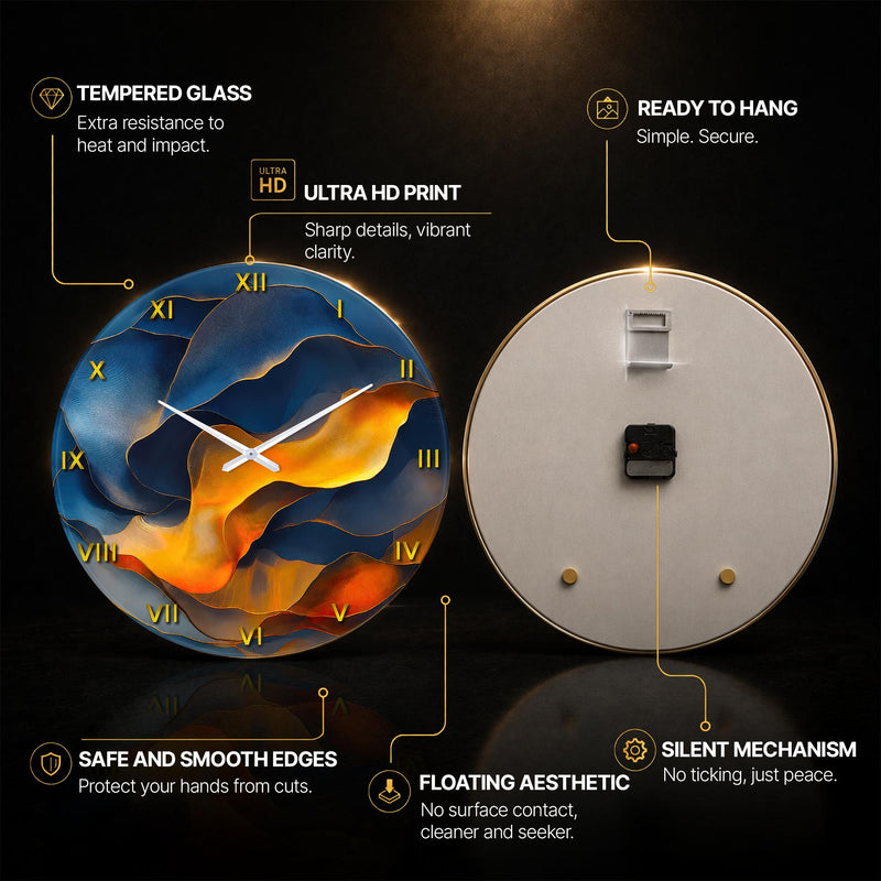 Gilded Midnight Layers — tempered glass, ultra HD print, ready to hang