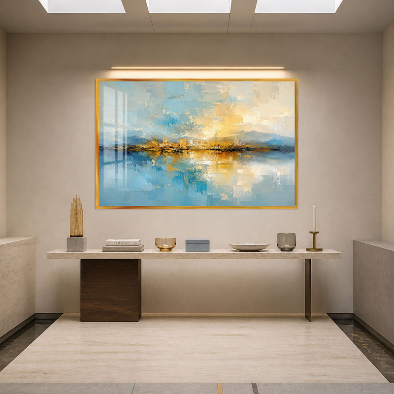 Golden Horizon Reflections with gold frame