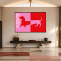 Artronauts Glass Print 18x12 cm | 7.1"x4.7" / Walnut Pop Art Dachshund Glass Wall Art