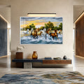 Horses Running Through Water with white frame