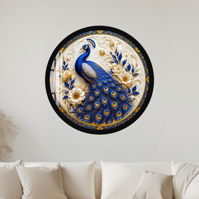 Ivory Sapphire Peacock with black frame