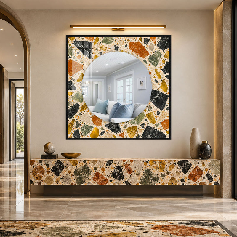 Terrazzo Mosaic Mirror with gold frame