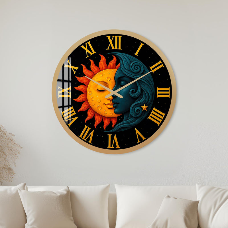 Celestial Sun And Moon with gold frame