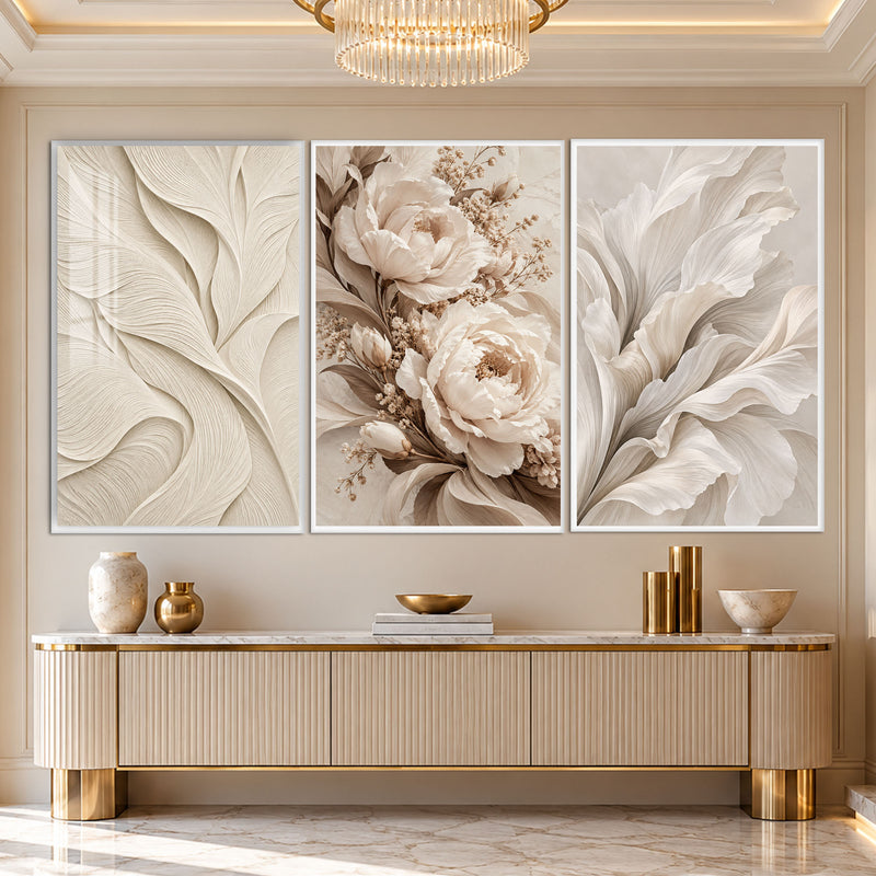 Ivory Floral with white frame