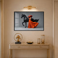 Crimson Equestrian Elegance with black frame