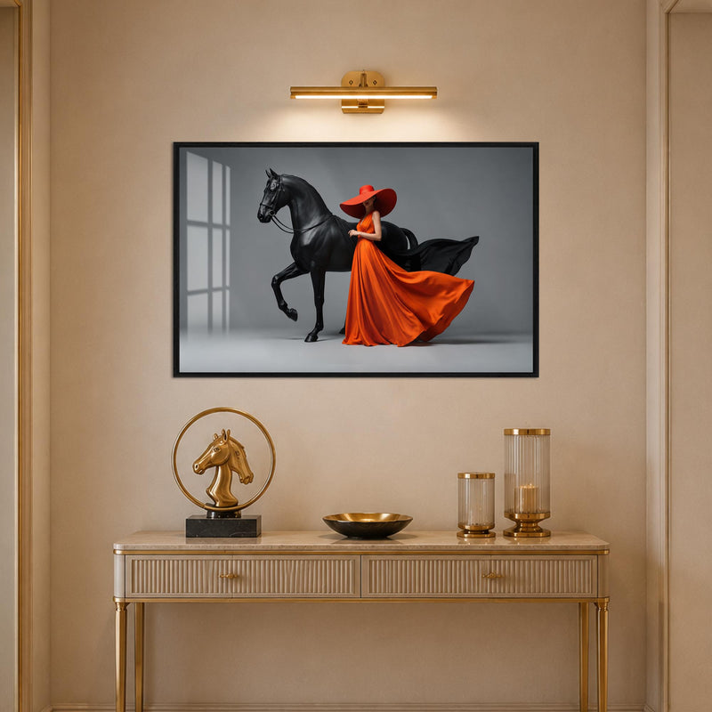 Crimson Equestrian Elegance with black frame