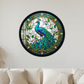 Stained Glass Peacock And Magnolia with black frame
