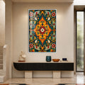 Artronauts Glass Print 12x18 cm | 4.7"x7.1" / White Emerald Floral Medallion Glass Wall Art