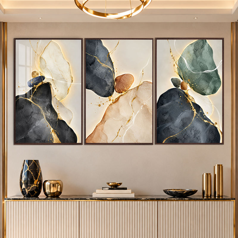 Gilded Stone with walnut frame