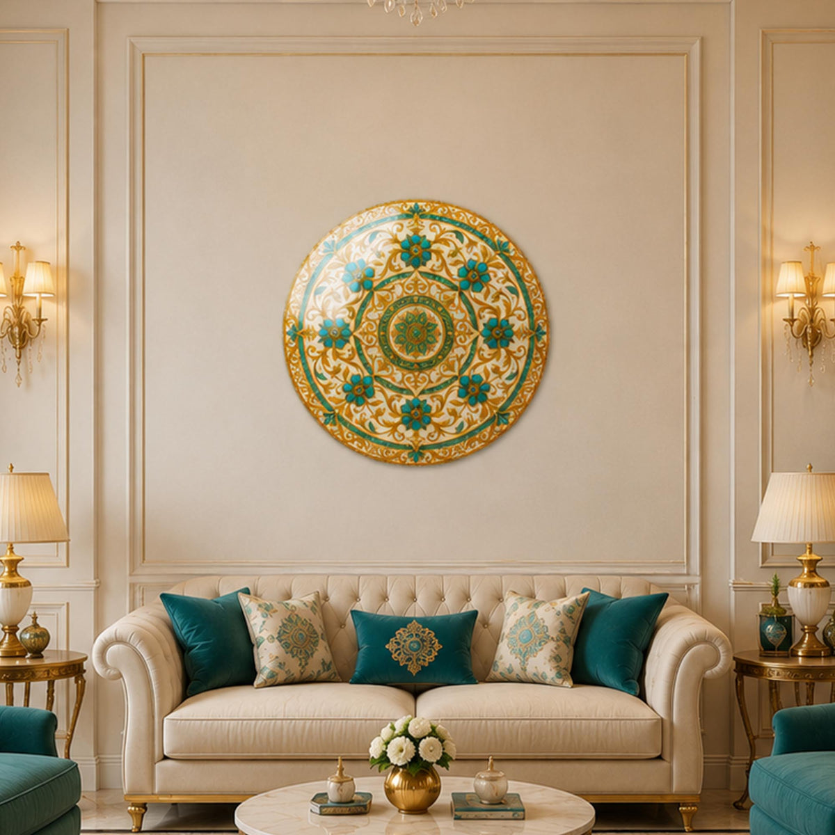 Turquoise Arabesque in a modern room