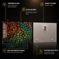 Chromatic Cellular Mosaic — tempered glass, ultra HD print, ready to hang