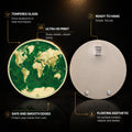 Emerald World Atlas — tempered glass, ultra HD print, ready to hang