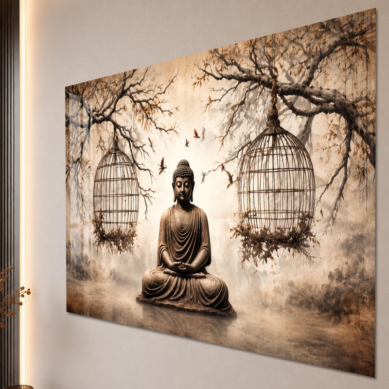 Artronauts Glass Print Buddha Beneath the Birdcages Glass Wall Art