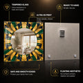 Emerald Deco Radiance — tempered glass, ultra HD print, ready to hang