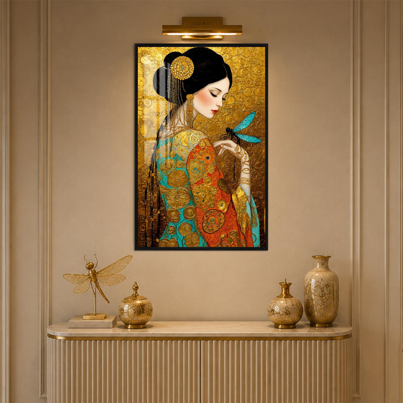 Golden Dragonfly Muse with black frame