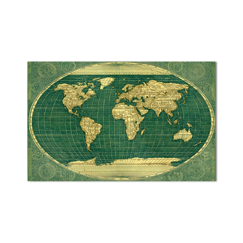 Vintage Emerald World Map product shot on white background
